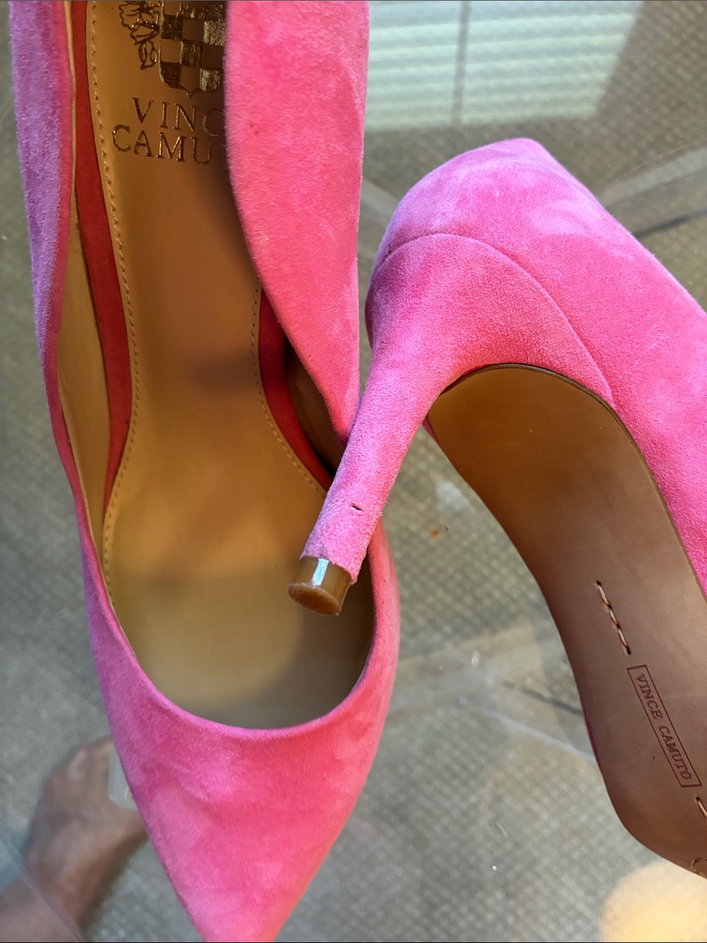 Vince Camuto Pink Suede Pointed-Toe Pumps - Picture 5 of 6
